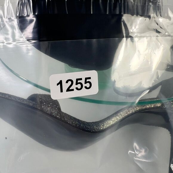 Nina Dayzee Heel Sandals Rhinestone Ankle Strap Black Iridescent - Picture 8 of 8